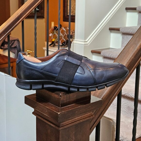 Moral Code Men's Erast Leather Slip-On Sneaker, Blue/Black, Sz 12 - Picture 8 of 16